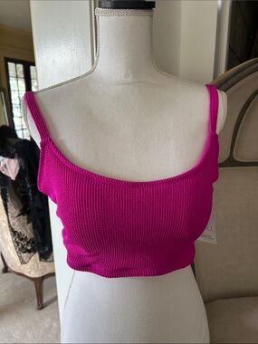 NWT Fuchsia Ribbed Swim Top 1X 16W-18W